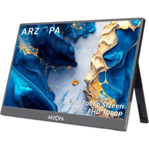 ARZOPA A1T 15,6" Full HD érintőképernyős hordozható monitor, fekete
