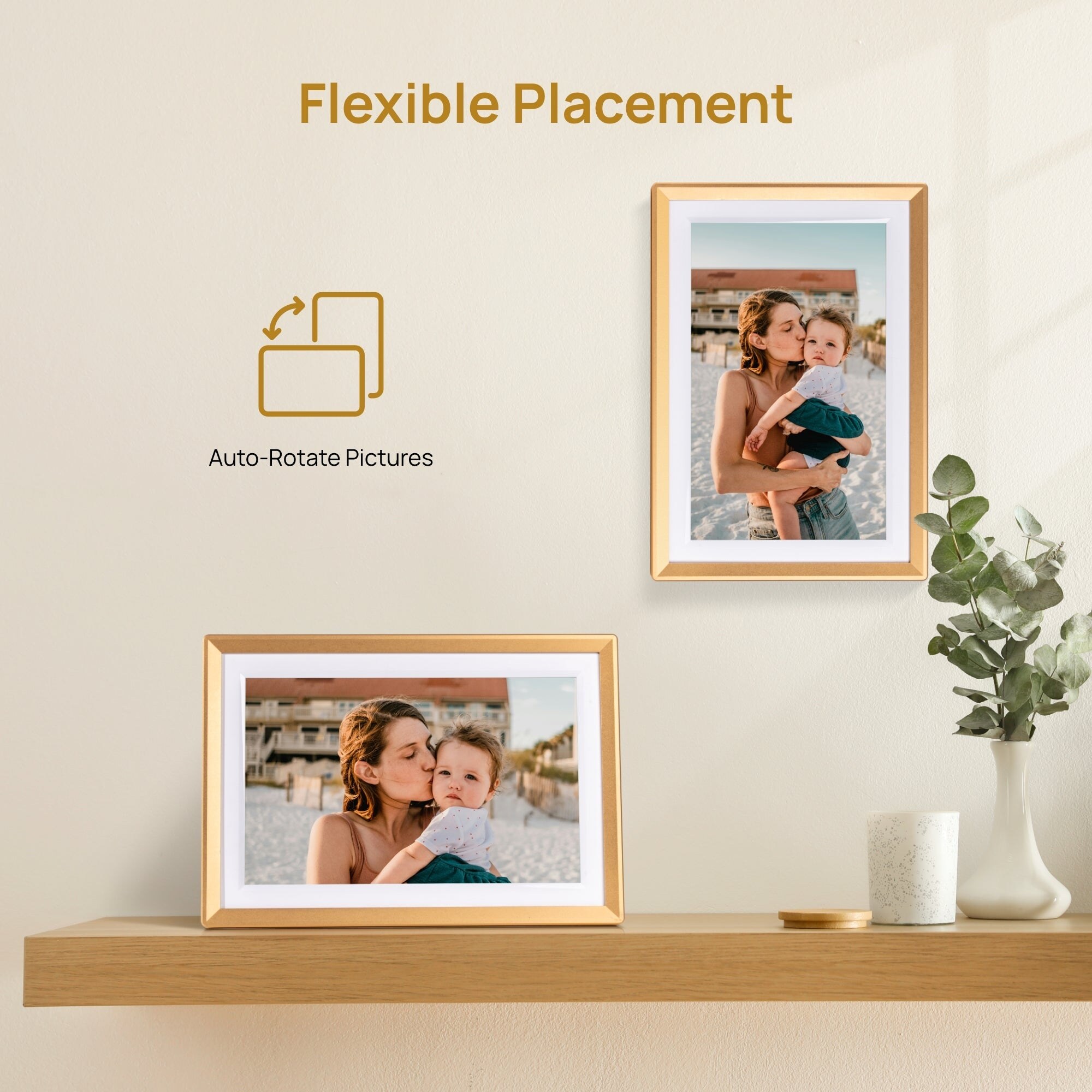 ARZOPA D10 10,1" Wi-Fi digitális képkeret, IPS érintőképernyő, 32 GB, pezsgőarany – kép 3