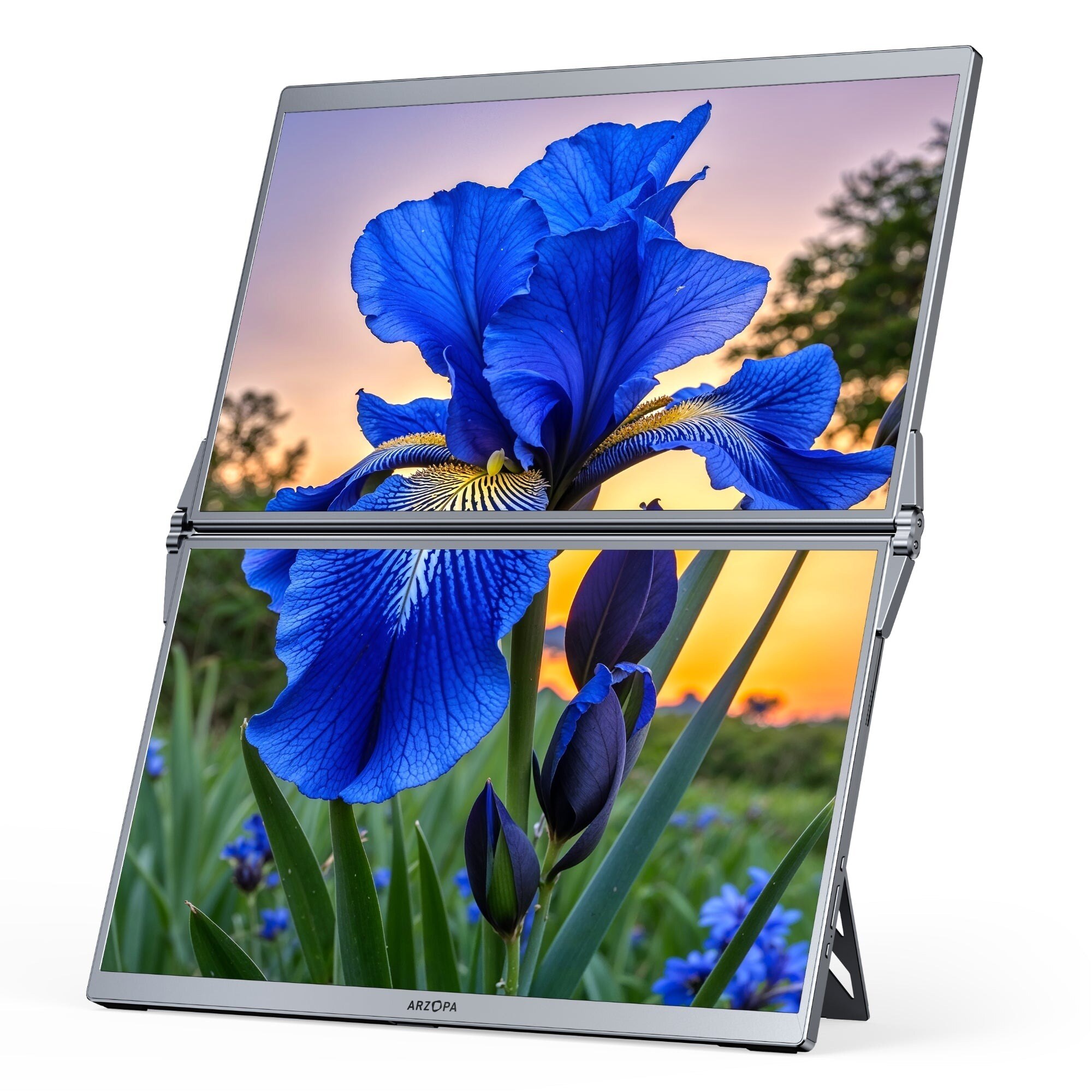 ARZOPA E1 2×15,6" Full HD kétképernyős hordozható monitor, szürke – kép 1