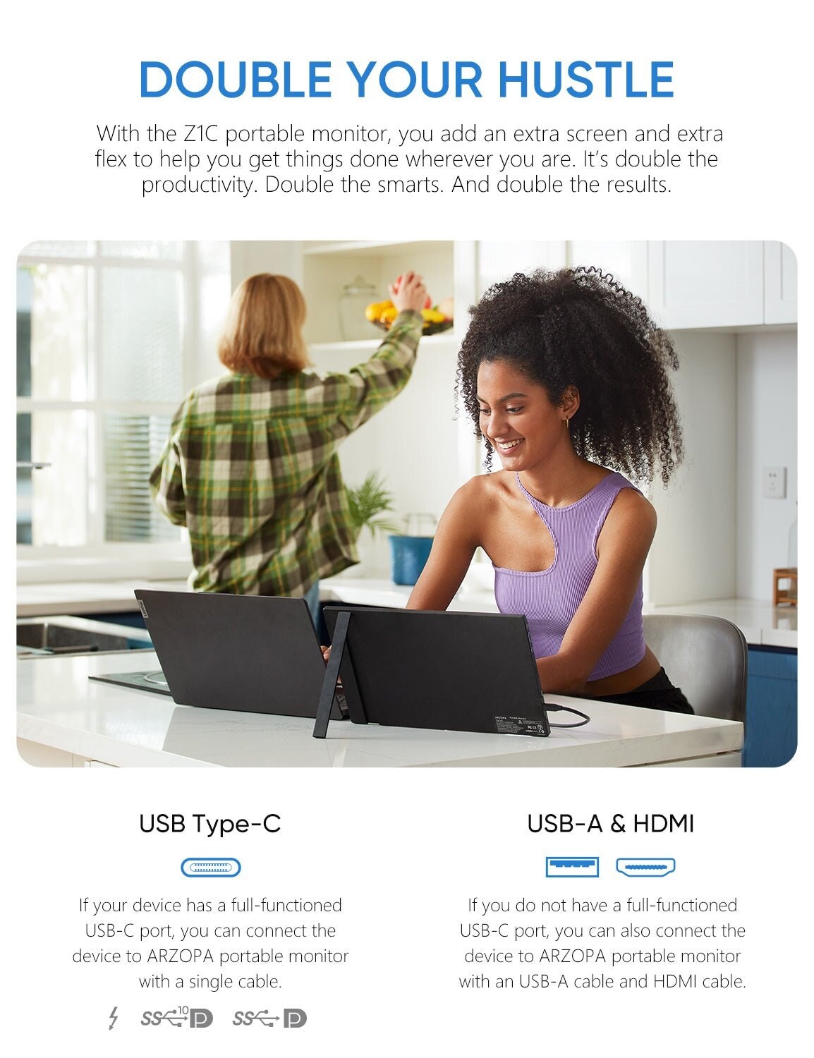 ARZOPA Z1C 16,1" Full HD hordozható monitor, 100% sRGB – kép 3