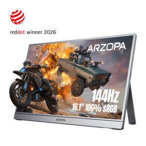 ARZOPA Z1FC 16,1" hordozható monitor védőtokkal, 144 Hz, szürke
