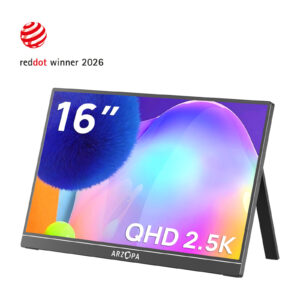 ARZOPA Z1RC 16" 2,5K (2560×1600) hordozható monitor, 16:10, fekete