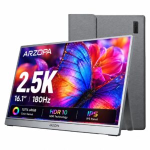 ARZOPA Z3FC 16,1" 2,5K hordozható gaming monitor védőtokkal, 180 Hz, szürke