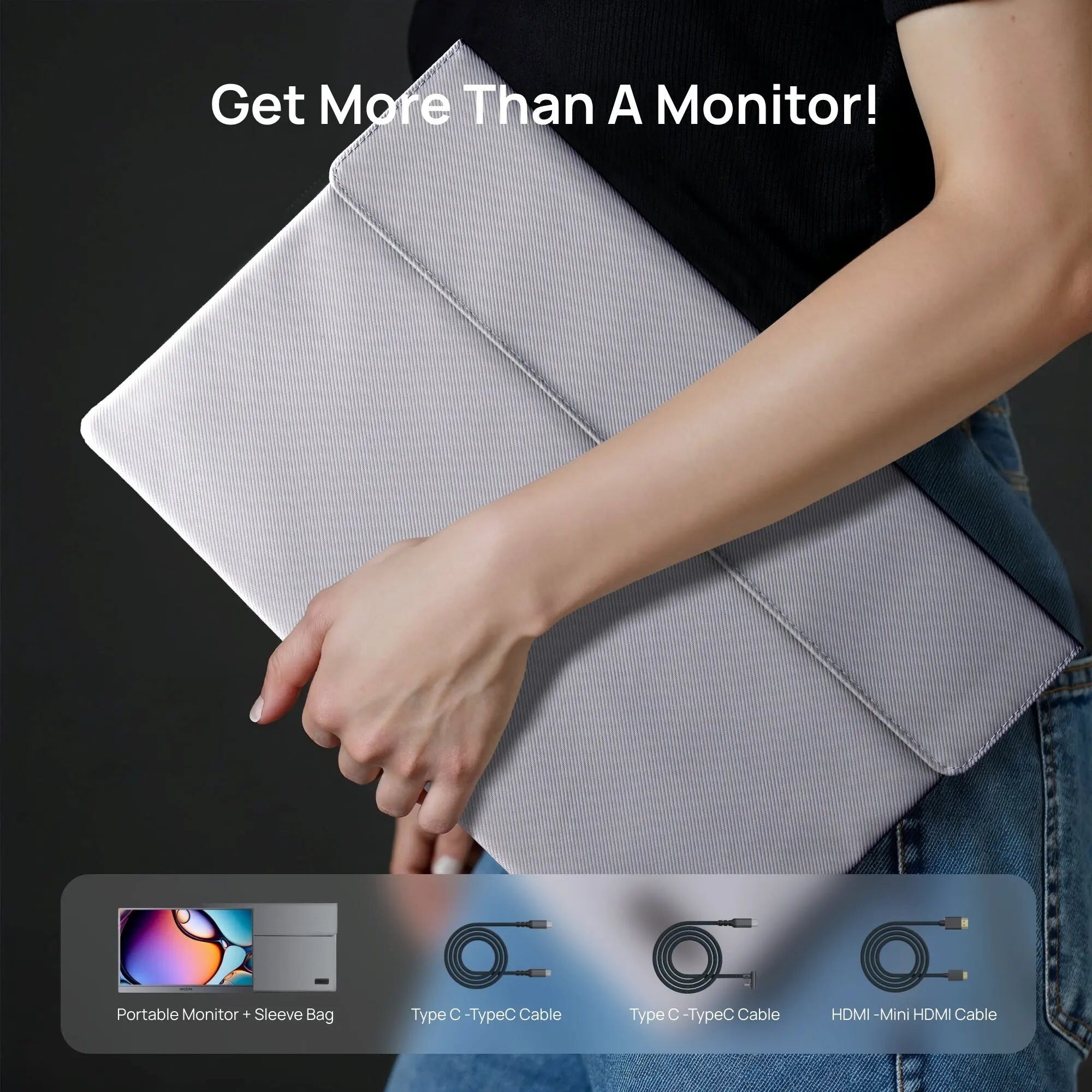 ARZOPA Z3FC 16,1" 2,5K 180 Hz hordozható monitor, védőtokkal – kép 3