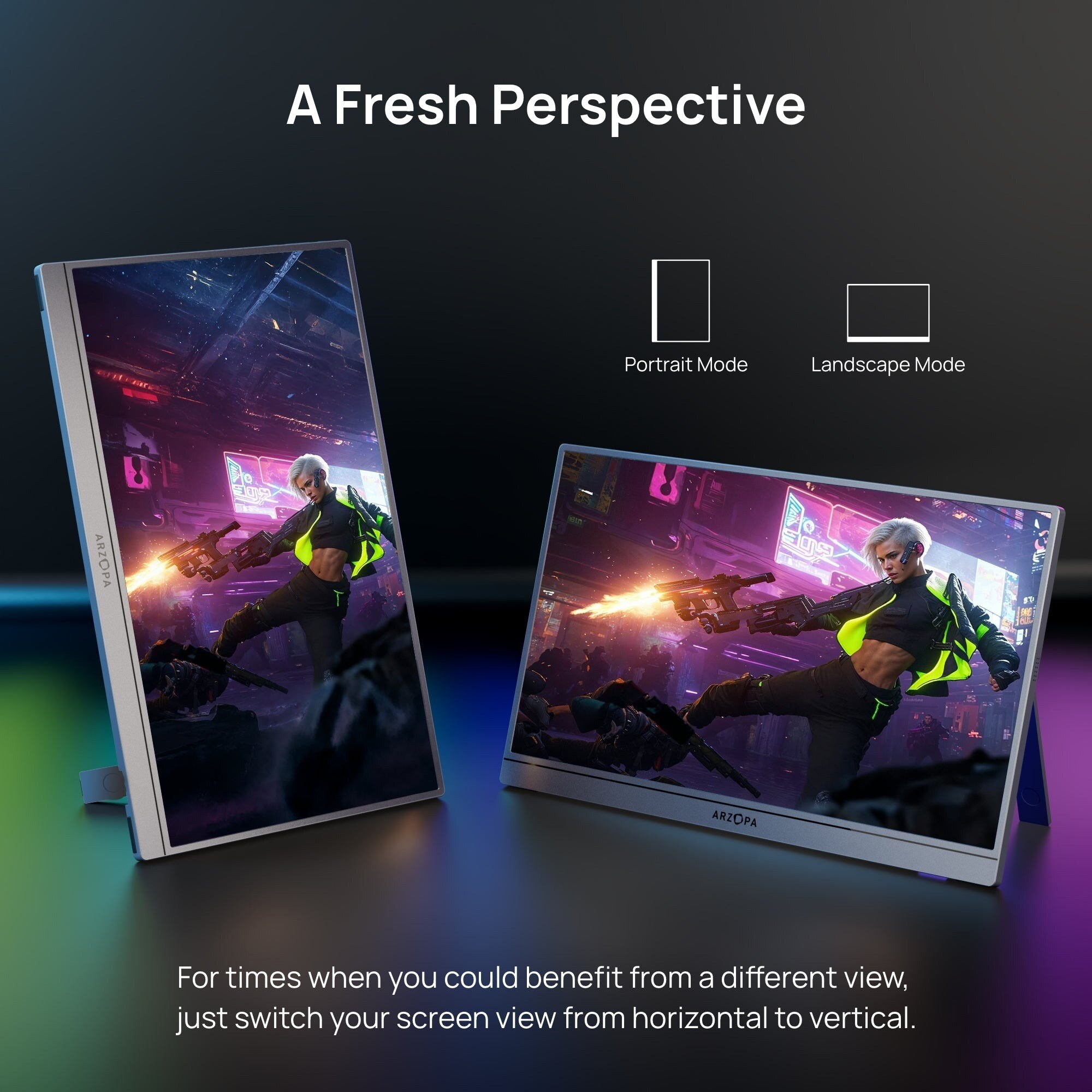 ARZOPA Z3FC 16,1" 2,5K 180 Hz hordozható monitor, védőtokkal – kép 4