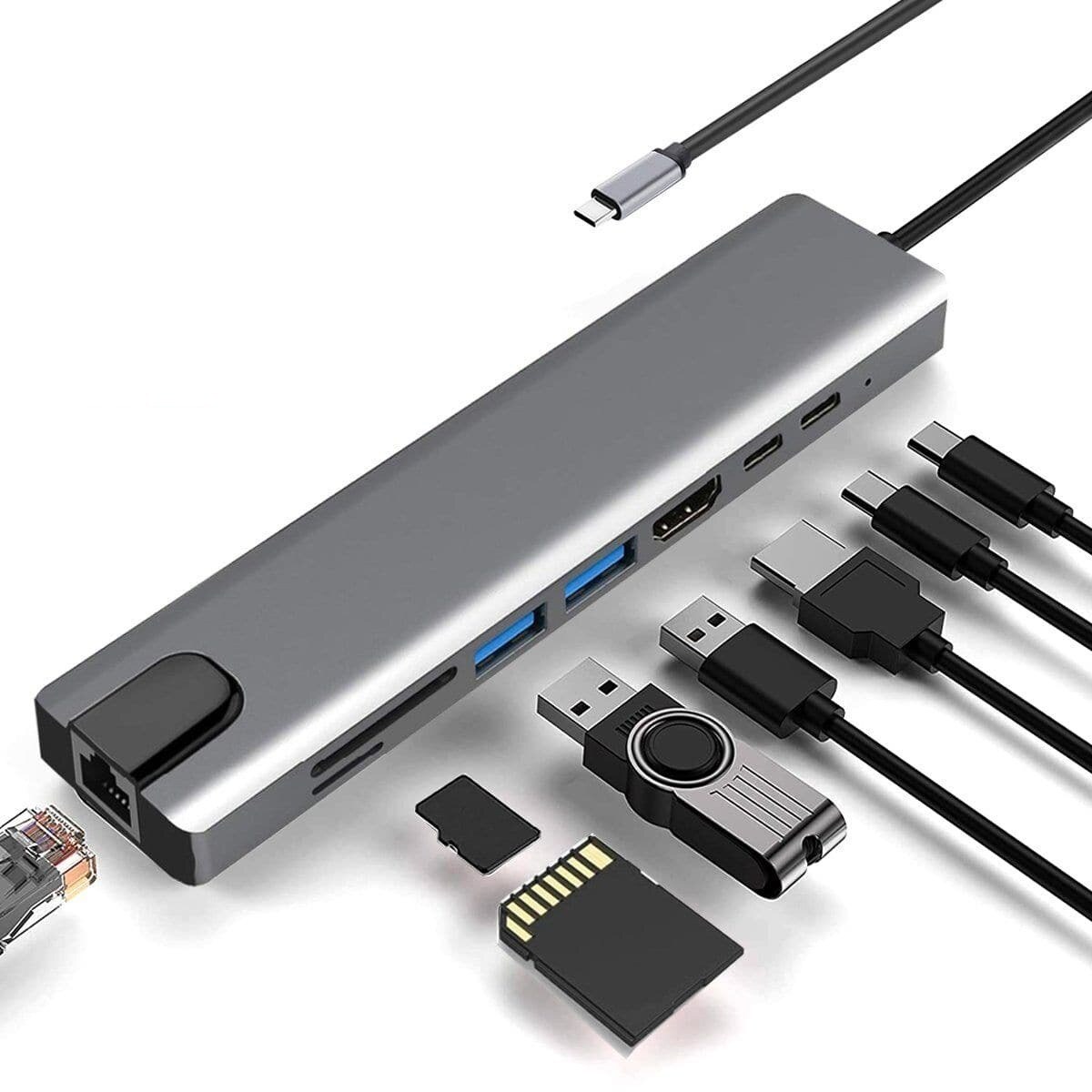 UPERFECT UExtend DM019-8 8 az 1-ben USB-C hub, 4K HDMI, gigabit LAN – kép 1