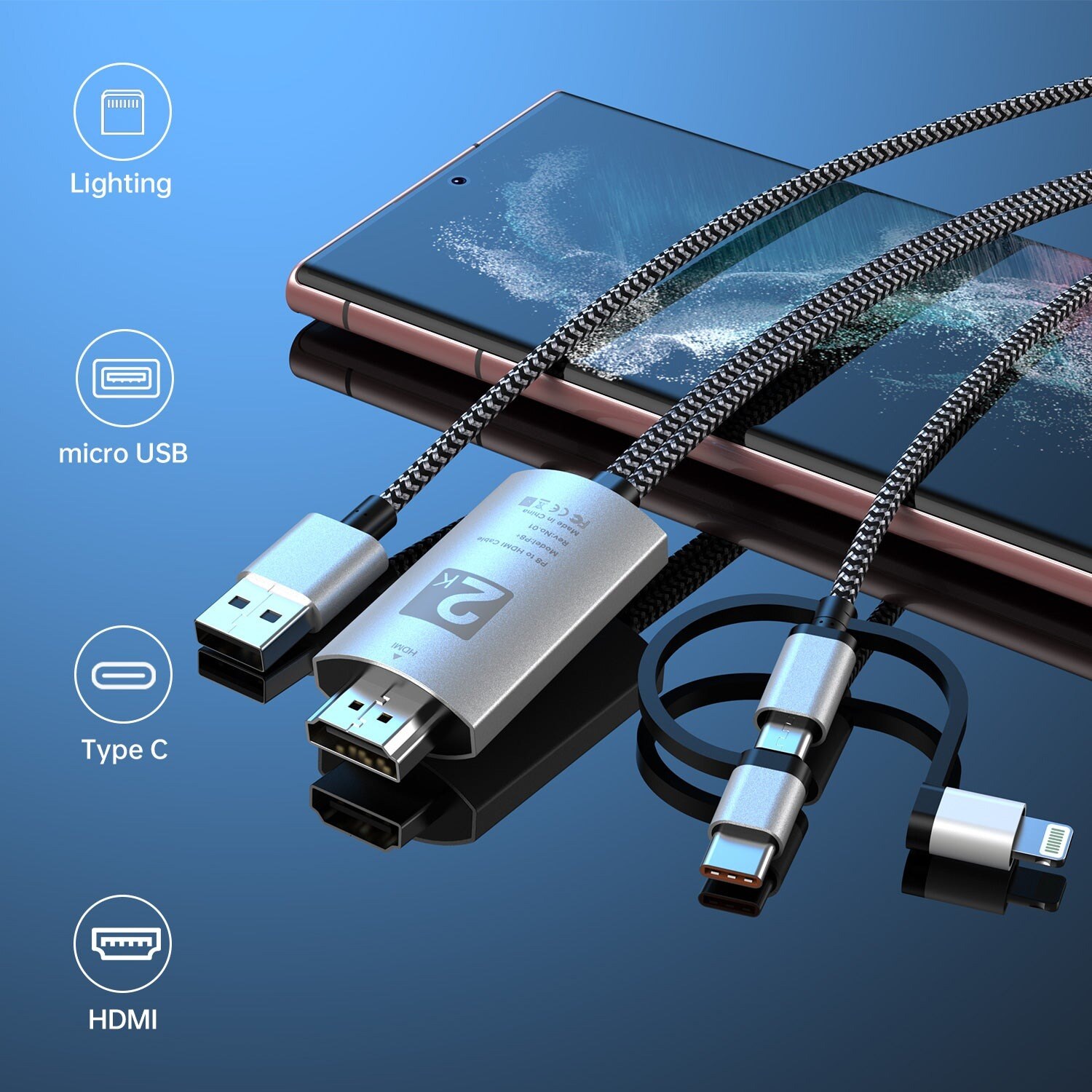 UPERFECT UCable 3 az 1-ben HDMI tükrözőkábel (Lightning, USB-C, micro USB) – kép 2