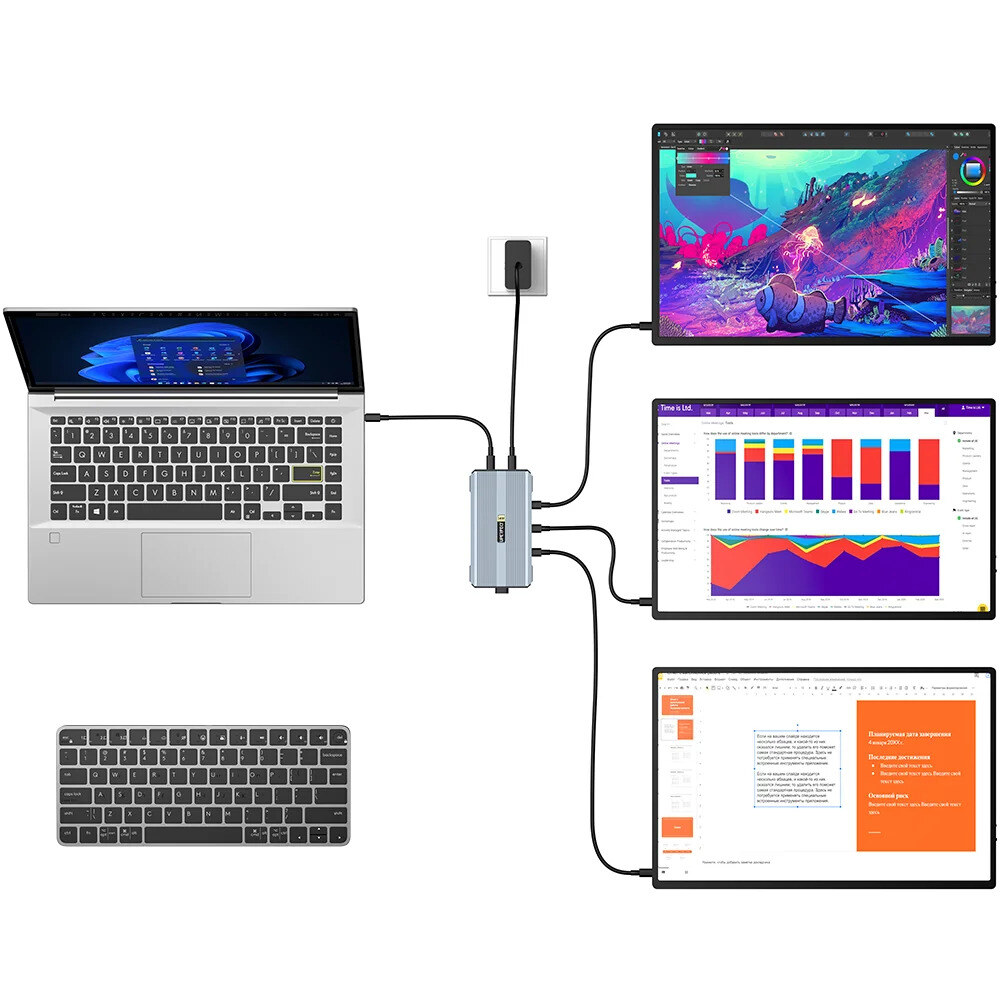 UPERFECT UHub Power X3 USB4 dokkolóállomás, 3× 4K 60 Hz – kép 4