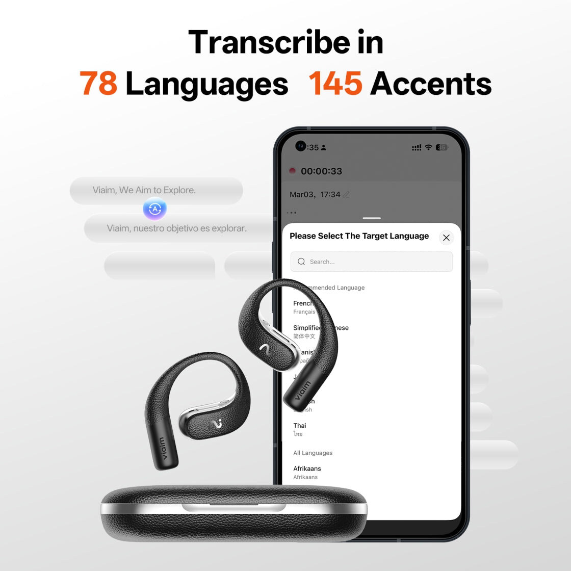 Viaim OpenNote open-ear AI jegyzetelő fülhallgató – kép 3