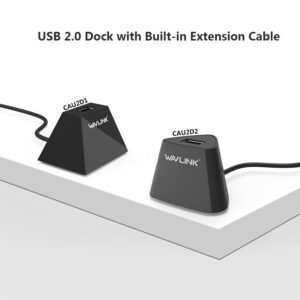 Wavlink CAU2D1 / CAU2D2 USB 2.0 asztali dokk, beépített hosszabbító kábellel