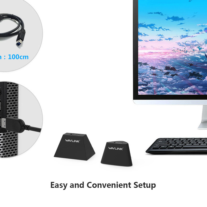 Wavlink CAU2D1 / CAU2D2 USB 2.0 asztali dokk, beépített hosszabbító kábellel – kép 3