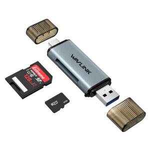 Wavlink CR3002 USB-A/USB-C kártyaolvasó, SD + microSD, USB 3.0, alumínium