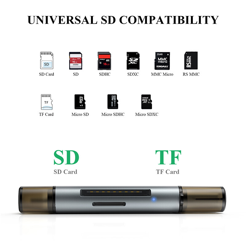 Wavlink CR3002 USB-A/USB-C kártyaolvasó, SD + microSD, USB 3.0, alumínium – kép 1