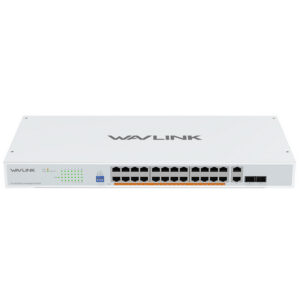 Wavlink NW2422GP 28 portos Gigabit PoE+ switch, 24 PoE port, 250 W, rackbe szerelhető
