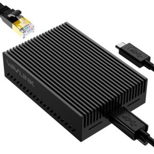 Wavlink NWU342G 10G Ethernet adapter Thunderbolt 3/4/5 és USB4 portra, 40 Gbps kábellel, fekete