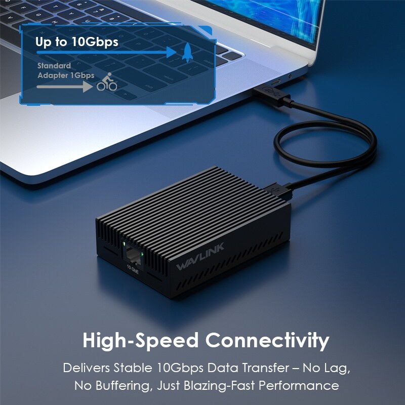 Wavlink NWU342G 10G Ethernet adapter Thunderbolt 3/4/5 és USB4 portra, 40 Gbps kábellel, fekete – kép 2