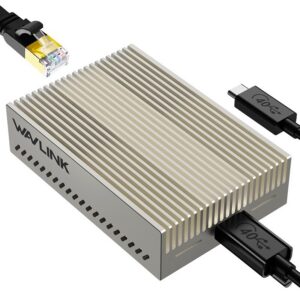 Wavlink NWU342G 10G Ethernet adapter Thunderbolt 3/4/5 és USB4 portra, 40 Gbps kábellel, ezüst