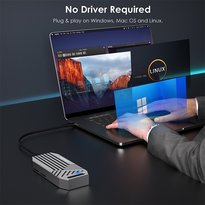 Wavlink RapidFire U41F USB4 M.2 NVMe SSD ház, 40 Gbps, alumínium – kép 3