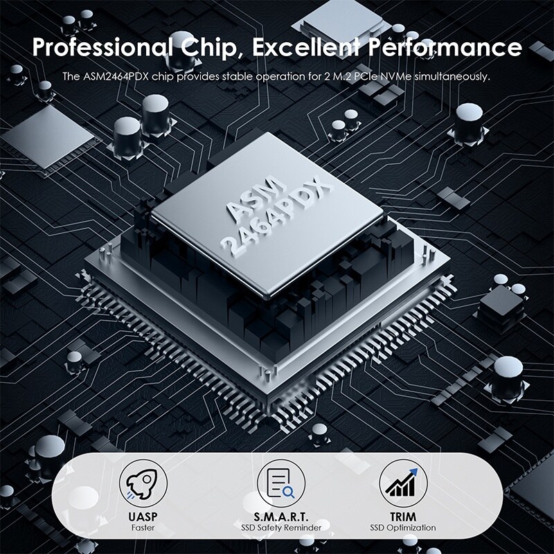 Wavlink RapidFire U4D USB4 dupla M.2 NVMe SSD ház, offline klónozás, 40 Gbps – kép 4