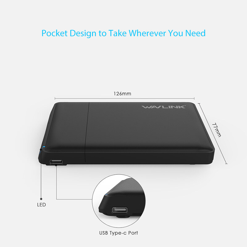 Wavlink ST235C1 USB-C külső HDD/SSD ház, 2,5" SATA, 10 Gbps, fekete – kép 2