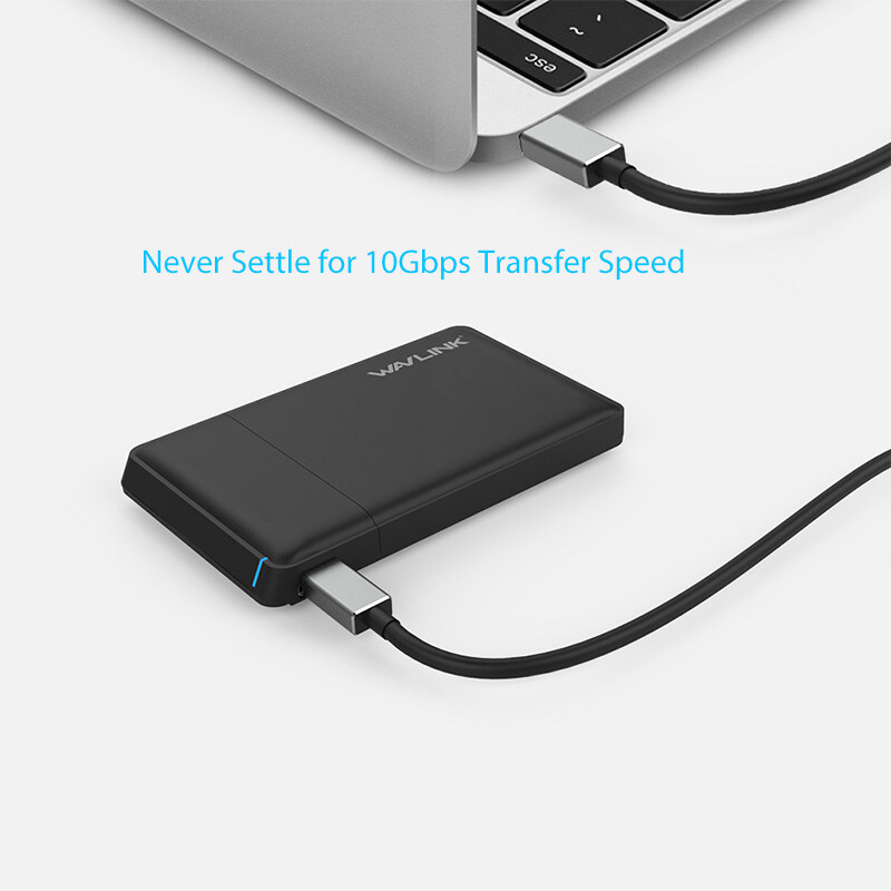 Wavlink ST235C1 USB-C külső HDD/SSD ház, 2,5" SATA, 10 Gbps, fekete – kép 3