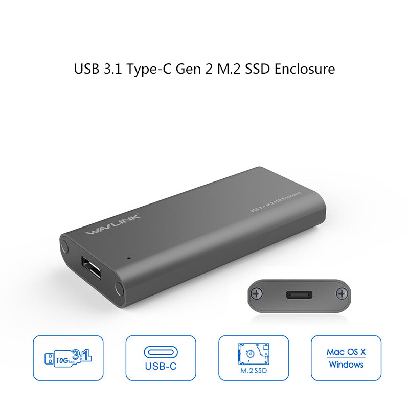 Wavlink ST236C USB-C M.2 SATA SSD ház, 10 Gbps, alumínium – kép 1