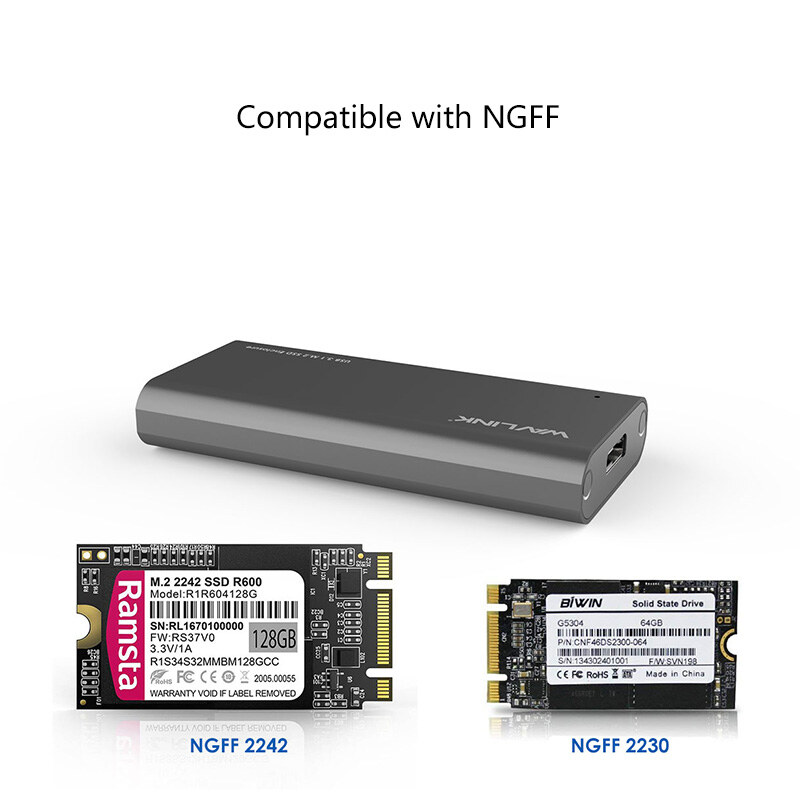 Wavlink ST236C USB-C M.2 SATA SSD ház, 10 Gbps, alumínium – kép 3