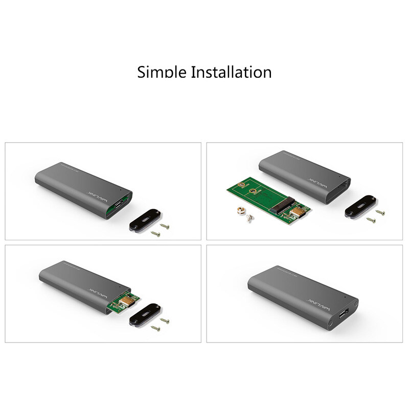 Wavlink ST236C USB-C M.2 SATA SSD ház, 10 Gbps, alumínium – kép 4