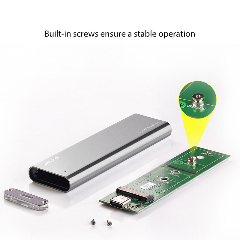Wavlink ST237C USB-C M.2 SATA SSD ház, 10 Gbps, alumínium – kép 3