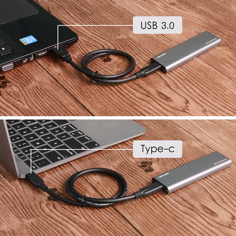 Wavlink ST237C USB-C M.2 SATA SSD ház, 10 Gbps, alumínium – kép 4