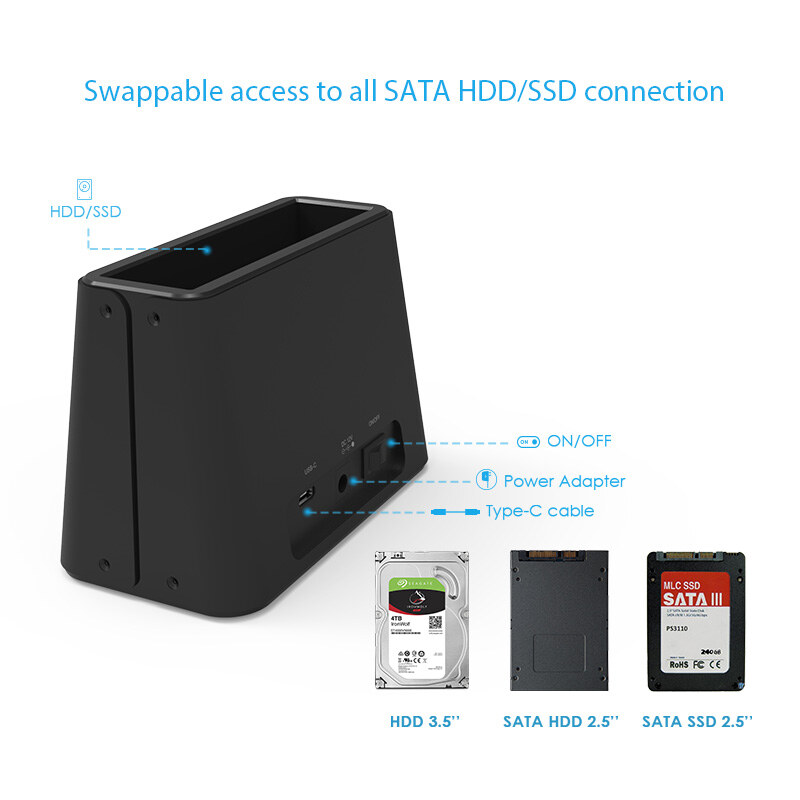 Wavlink ST333UC USB-C egyhelyes HDD/SSD dokkoló, 2,5"/3,5" SATA – kép 3
