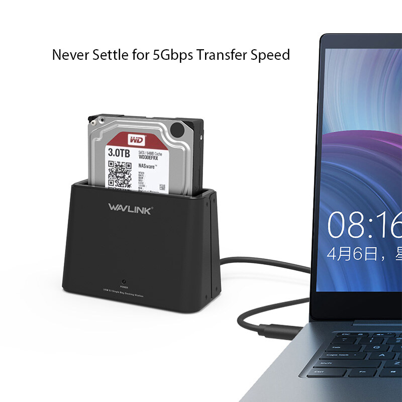Wavlink ST333UC USB-C egyhelyes HDD/SSD dokkoló, 2,5"/3,5" SATA – kép 4