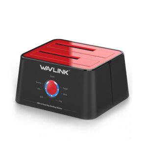 Wavlink ST334U USB 3.0 kétpozíciós HDD/SSD dokkoló, offline klón, piros
