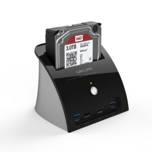 Wavlink ST335A USB 3.0 egyhelyes HDD dokkoló, 2,5"/3,5", kártyaolvasóval, USB-hub