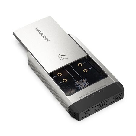 Wavlink ST349 USB-C dupla M.2 NVMe SSD ház, offline klónozás, 10 Gbps – kép 1