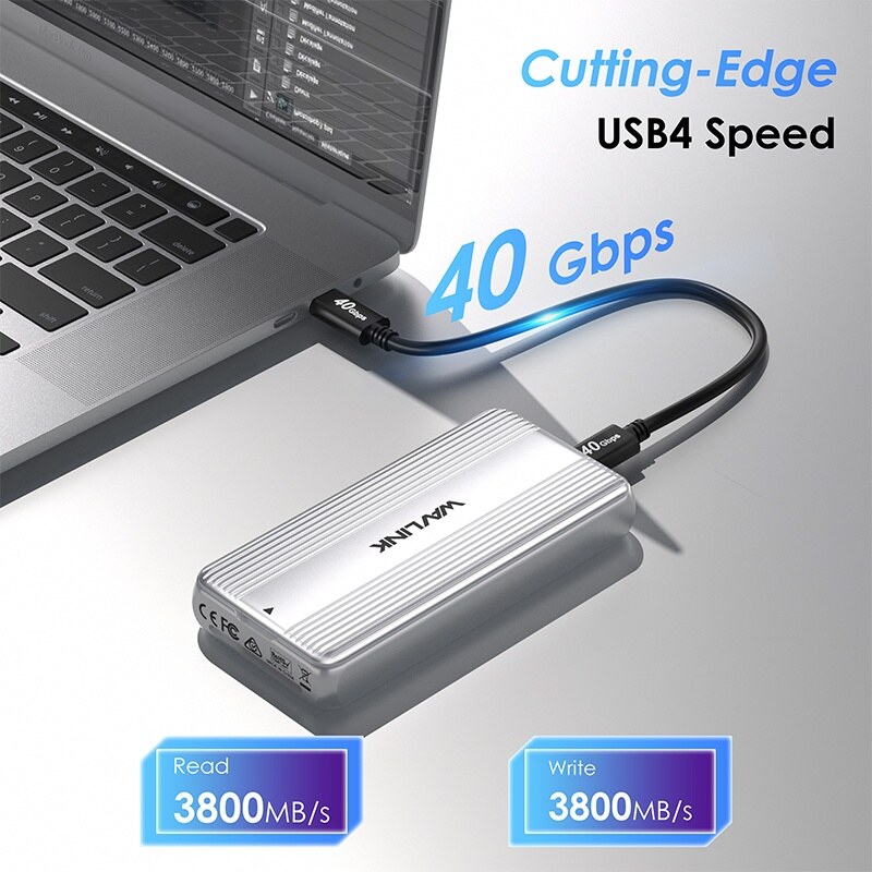 Wavlink ST406C USB4 M.2 NVMe SSD ház, 40 Gbps, ventilátoros hűtés – kép 2