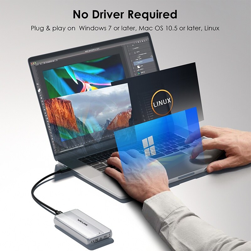 Wavlink ST406C USB4 M.2 NVMe SSD ház, 40 Gbps, ventilátoros hűtés – kép 4