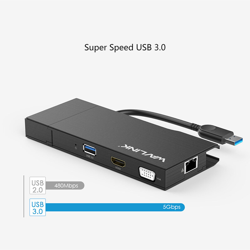 Wavlink UG39DH2 USB 3.0 mini dokkoló, HDMI + VGA, Gigabit LAN – kép 3