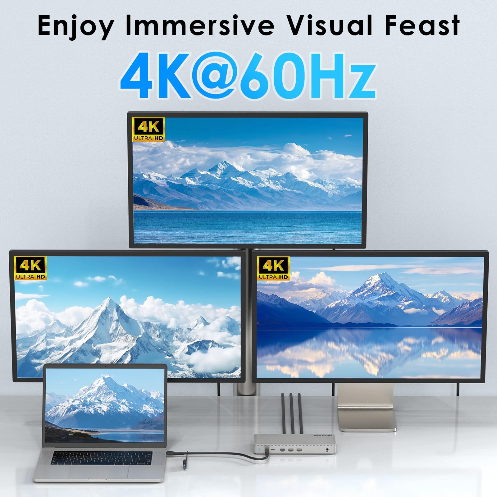 Wavlink UG77PD1 13 az 1-ben univerzális dokkoló, tripla 4K (3× HDMI, 2× DP), 2,5 GbE, 85 W PD – kép 2