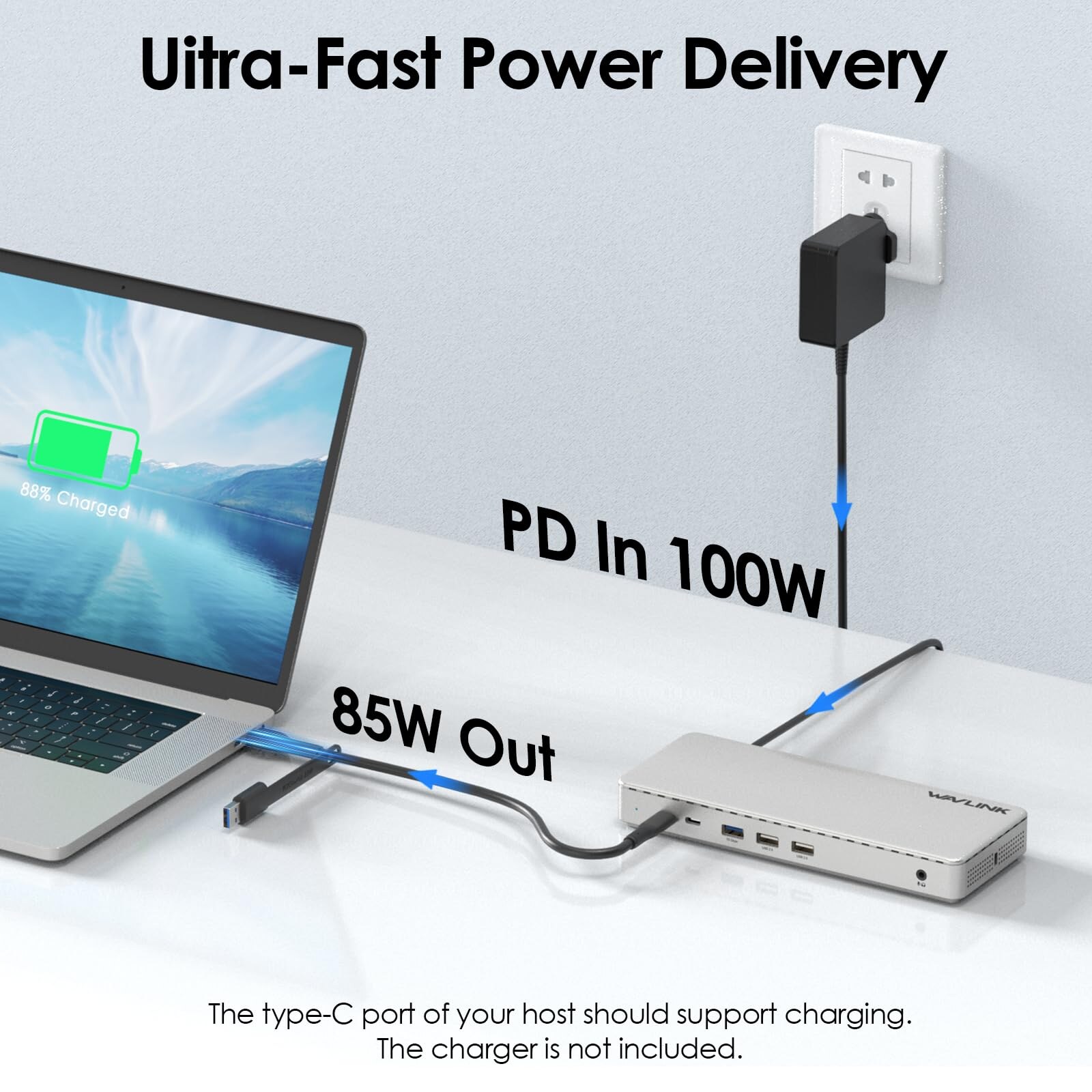 Wavlink UG77PD1 13 az 1-ben univerzális dokkoló, tripla 4K (3× HDMI, 2× DP), 2,5 GbE, 85 W PD – kép 3