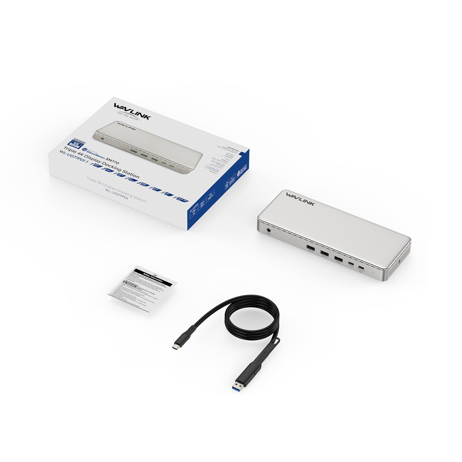 Wavlink UG77PD1 13 az 1-ben univerzális dokkoló, tripla 4K (3× HDMI, 2× DP), 2,5 GbE, 85 W PD – kép 4