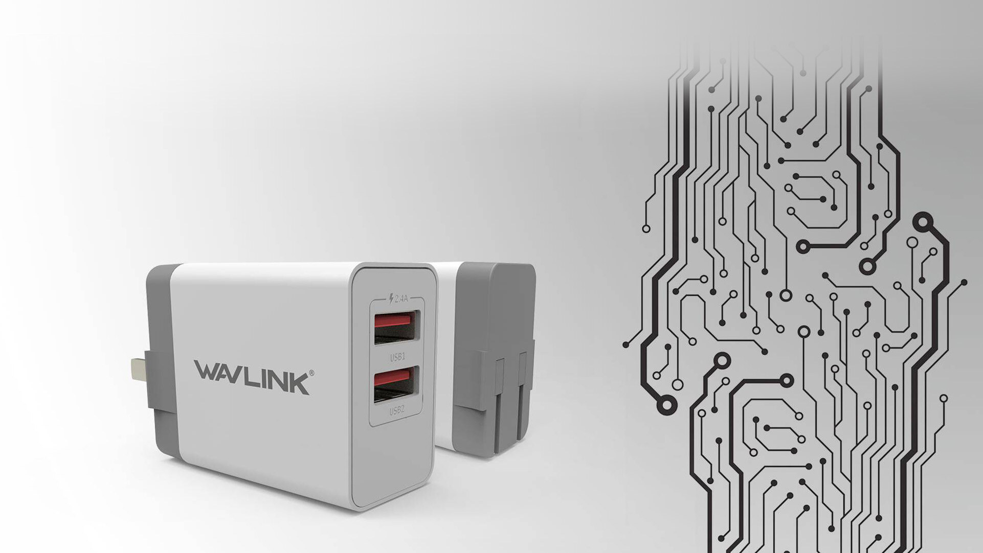 Wavlink UH1022P 2 portos usb fali töltő, max. 12 W – kép 1