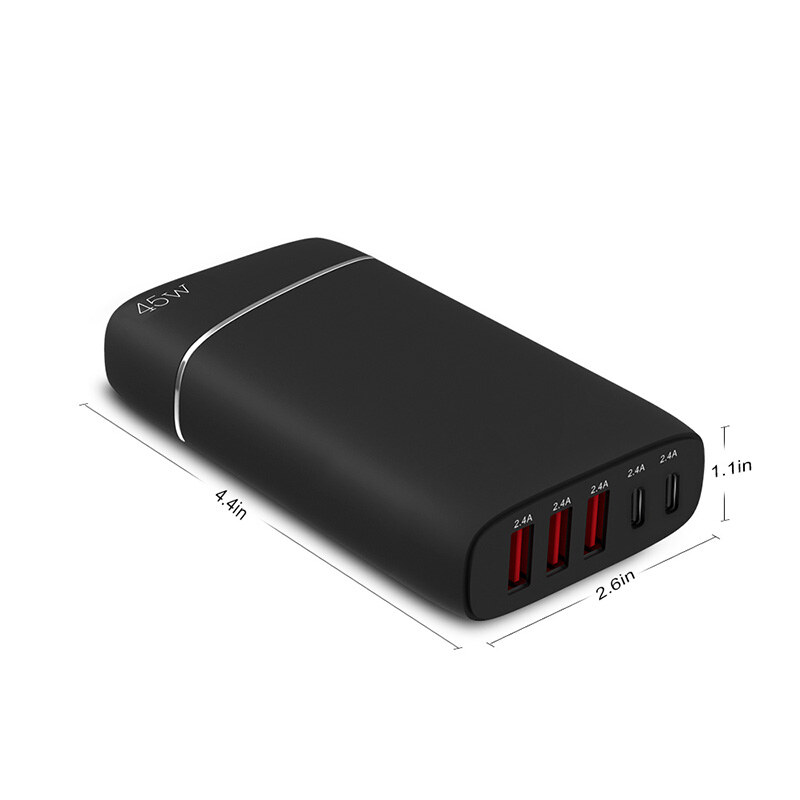 Wavlink UH1051PC2 5 portos usb töltőállomás, 45 W, 3 USB-A + 2 USB-C – kép 1