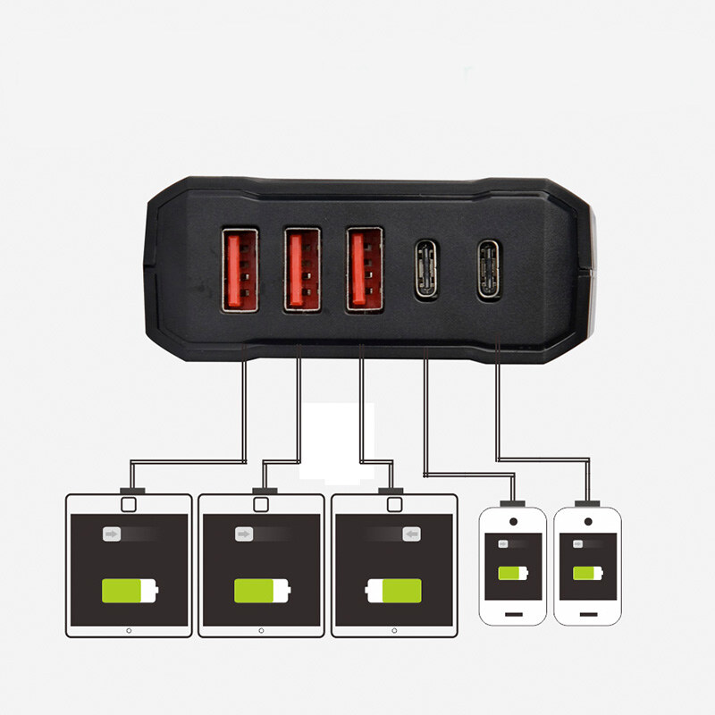 Wavlink UH1052PC2 5 portos usb töltőállomás, 45 W, 3 USB-A + 2 USB-C – kép 2