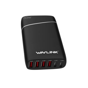 Wavlink UH1061PC2 6 portos usb töltőállomás, 60 W, 4 USB-A + 2 USB-C