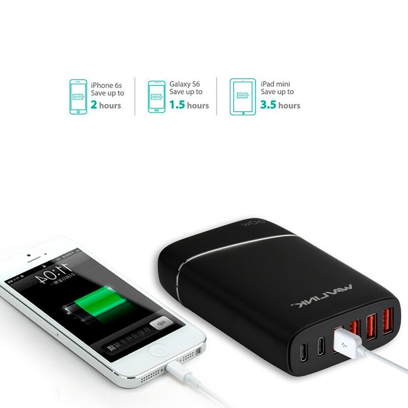Wavlink UH1061PC2 6 portos usb töltőállomás, 60 W, 4 USB-A + 2 USB-C – kép 1