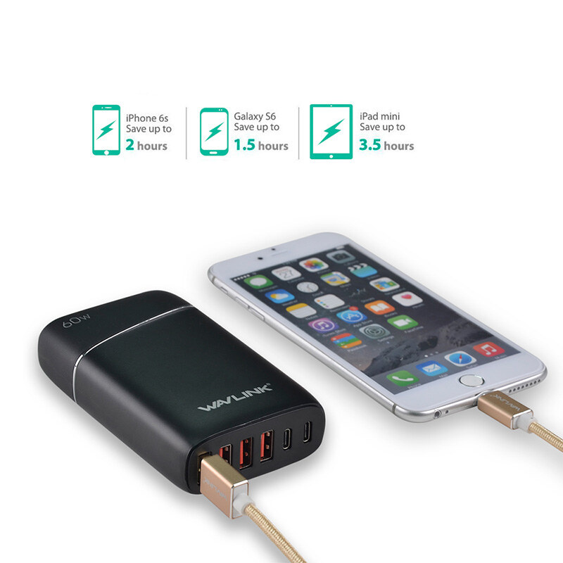 Wavlink UH1061PC2 6 portos usb töltőállomás, 60 W, 4 USB-A + 2 USB-C – kép 3