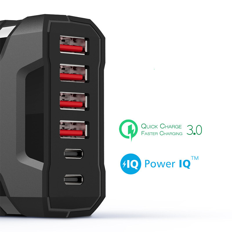 Wavlink UH1062PC2 6 portos usb töltőállomás, 60 W, 4 USB-A + 2 USB-C – kép 2