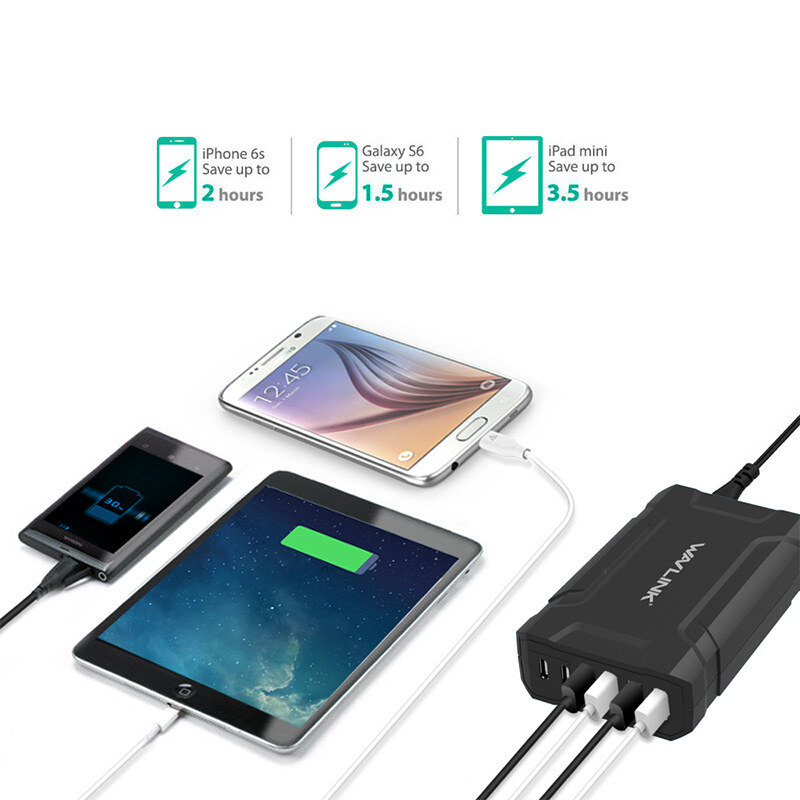 Wavlink UH1062PC2 6 portos usb töltőállomás, 60 W, 4 USB-A + 2 USB-C – kép 4