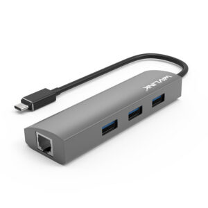 Wavlink UH3031GC USB-C hub, 3 USB-A + Gigabit Ethernet, alumínium